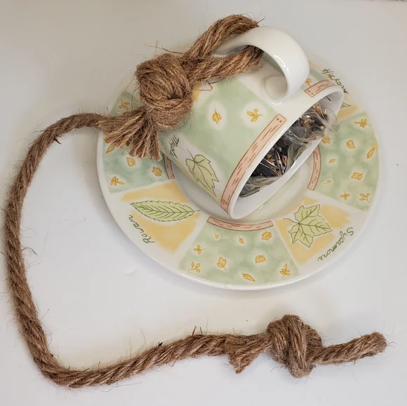 Teacup Bird Feeder Garden Outdoor Decor Tea Cup and Saucer - Picture 5 of 9